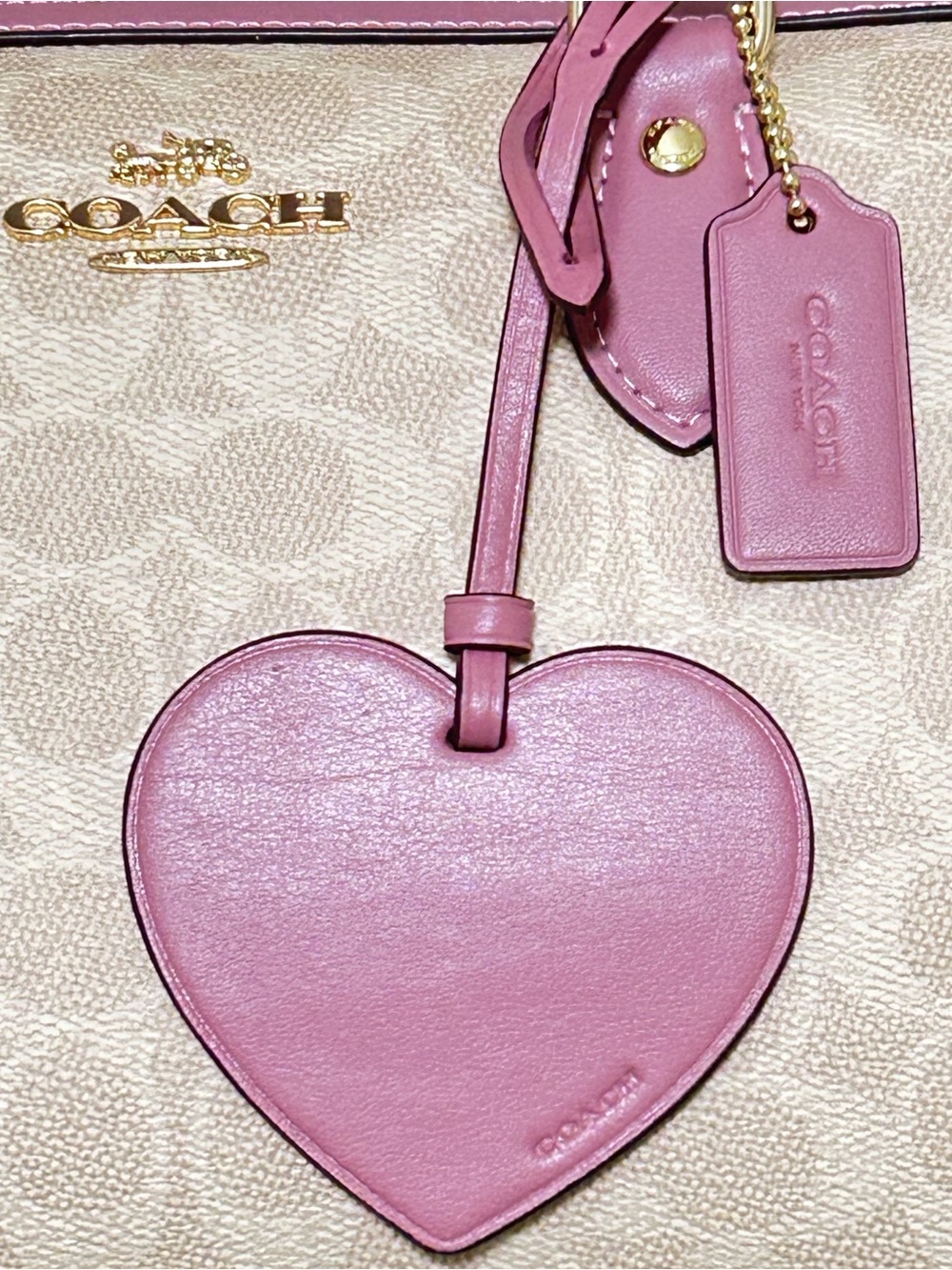 COACH Rowan Heart Charm Signature C Coated Canvas and Smooth Leather Crossbody - Picture 2 of 13